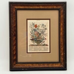 Windsor Art Botanical Art Print February Floral Ornate Frame Brown